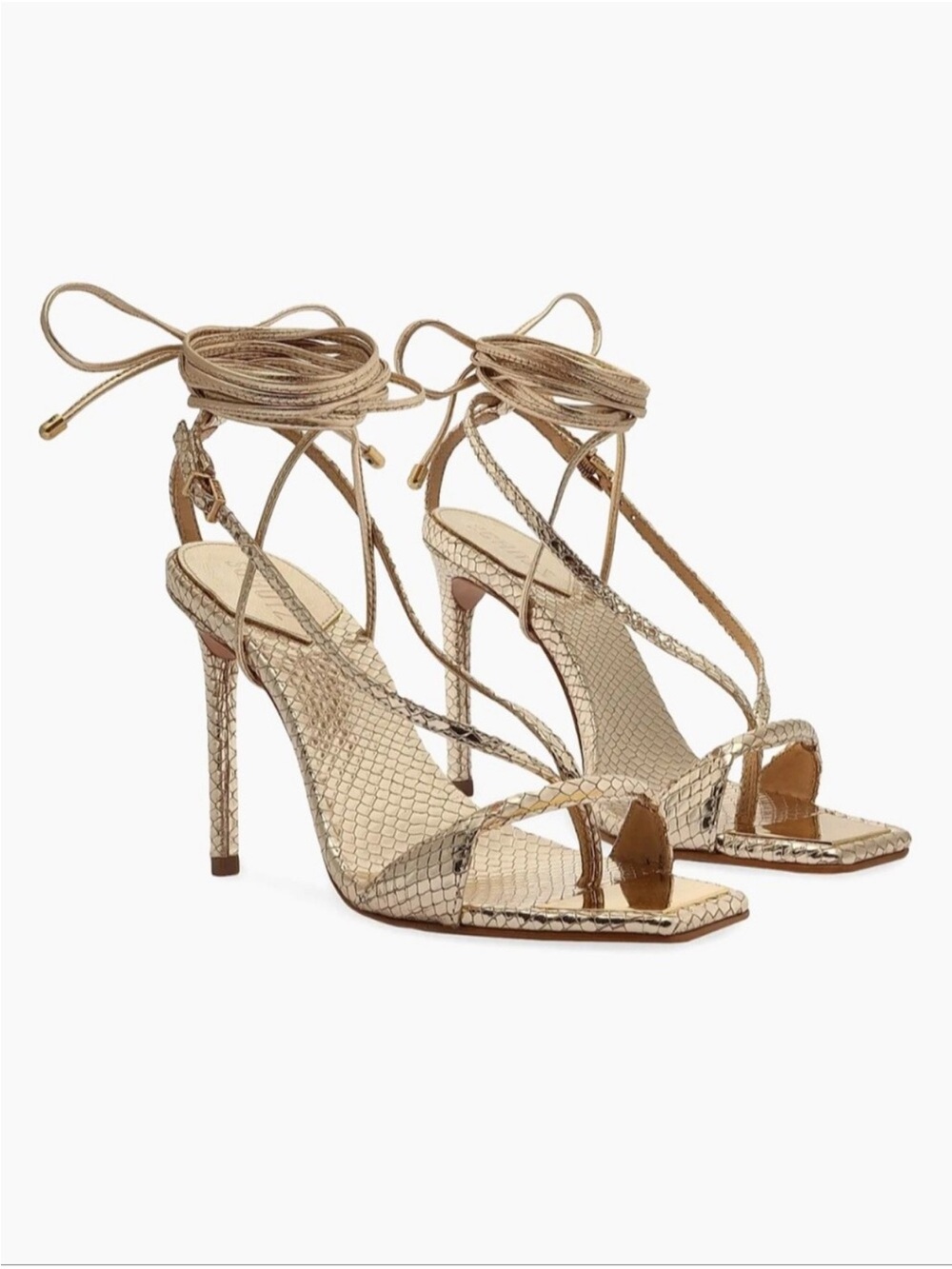Schutz Gold Vikki Metallic Gold Leather Heels
